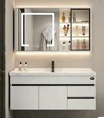 Bộ tủ chậu lavabo phòng tắm kèm tủ gương LED cao cấp chống nước, chống ẩm mốc kích thước 90x50cm