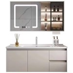 Bộ tủ gương đèn LED kết hợp tủ lavabo kích thước 90x50cm