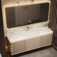Tủ chậu lavabo gương hiện đại cao cấp + gương đèn LED cảm ứng kích thước 100x50cm