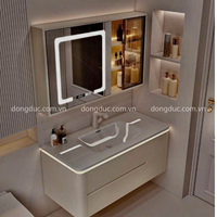 Bộ tủ chậu lavabo + tủ gương đèn LED kích thước 80x50cm