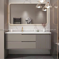 Bộ tủ gương đèn LED kết hợp tủ chậu lavabo kích thước 80x50cm