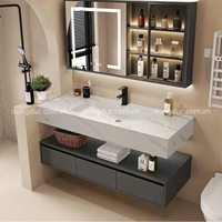 Bộ tủ chậu, lavabo kết hợp bộ tủ gương đèn LED kích thước 80x50cm