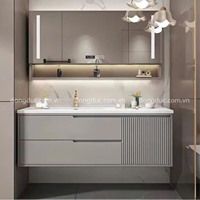 Bộ tủ gương đèn LED kết hợp tủ chậu lavabo kích thước 80x50cm