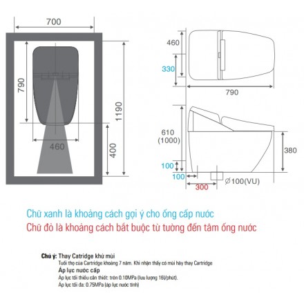 Bản vẽ kỹ thuật Bồn cầu cảm ứng REGIO DV-R115VH-VN/BKG