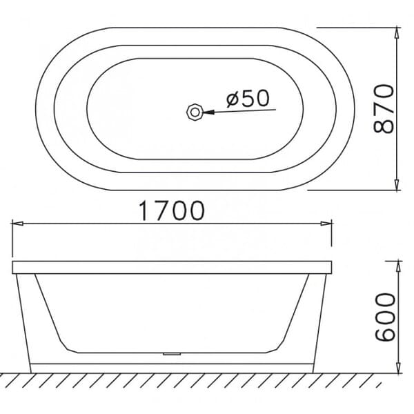 Bản vẽ kỹ thuật bồn tắm Caesar AT6170