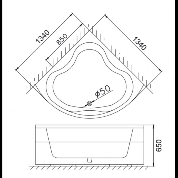 Bản vẽ kỹ thuật bồn tắm góc xây Caesar AT5133A