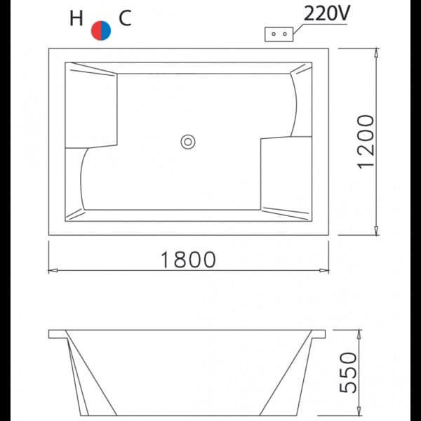Bản vẽ kỹ thuật bồn tắm massage đèn Caesar MT7180L(R)CH