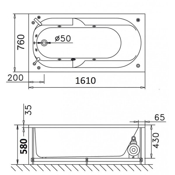 Bản vẽ kỹ thuật bồn tắm xây Caesar AT0460