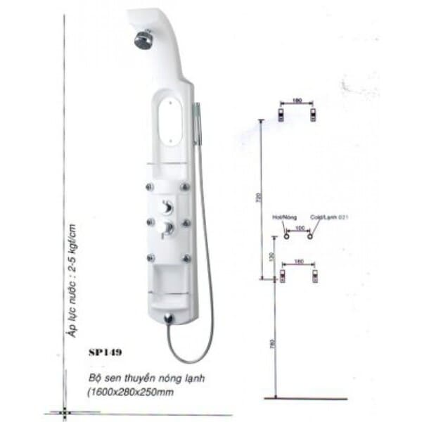 Bản vẽ kỹ thuật sen tắm cây Caesar SP149