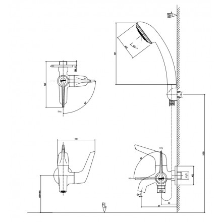 Bản vẽ kỹ thuật Sen tắm nước lạnh Inax BFV-17-4C