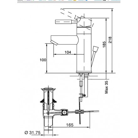 Bản vẽ kỹ thuật Vòi chậu lavabo nóng lạnh Inax LFV-8000S
