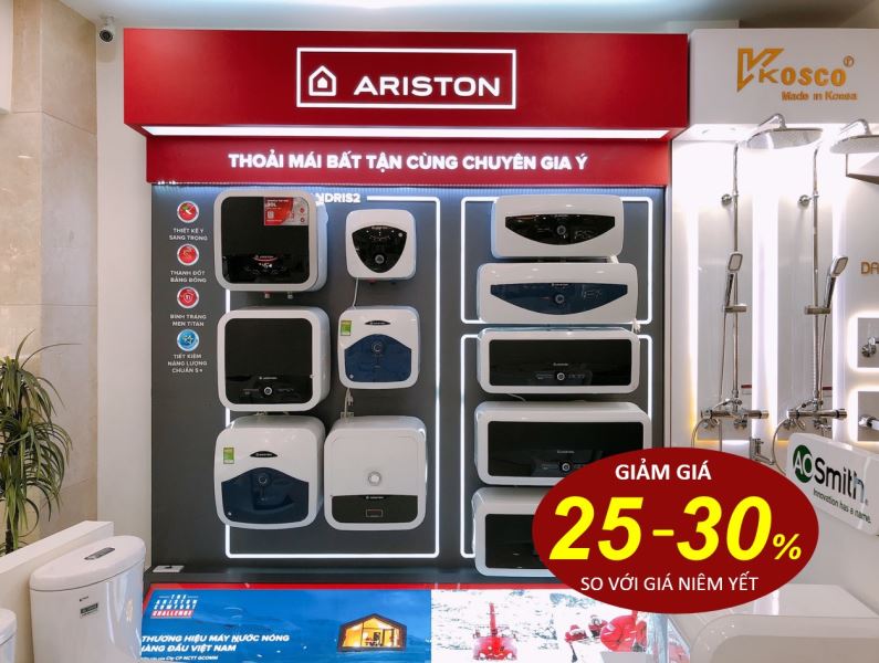 Bình nóng lạnh Ariston 30L. 20L, 15 lít chính hãng khuyến mại giảm giá lên tới 40%
